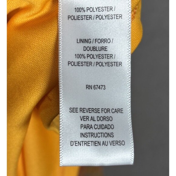 Maison Tara Womens Size 14 Cold Shoulder Maxi Dress Chiffon Yellow Belted Ruffle - Picture 9 of 12